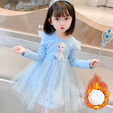 Western Children's Western Style Frozen Formal Dress 2023 New Elsa Princess Dress Girls Dress Autumn Plush Kids Dress Party Long-sleeved - Fashionner